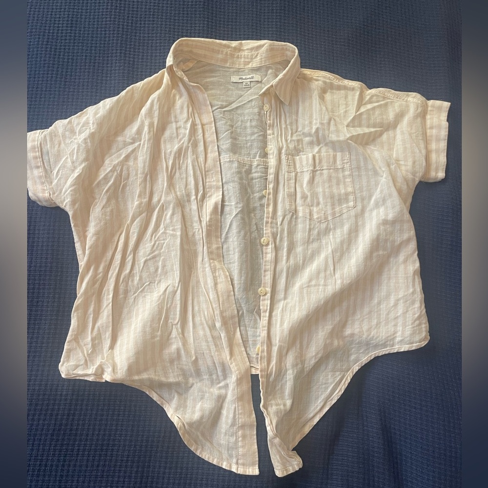Madewell short sleeve tie-front shirt